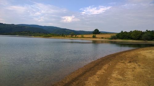 Scenic view of lake against sky