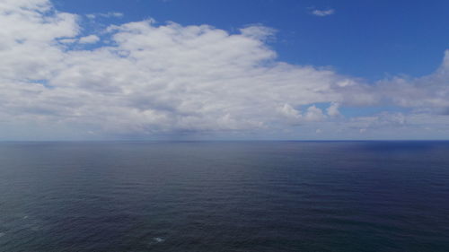 Scenic view of sea against cloudy sky