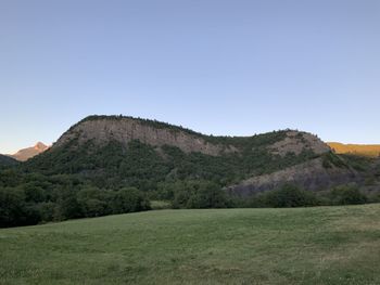 Scenic view of landscape against clear sky