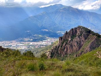 Scenic view of mountains against sky