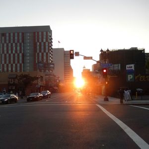 City street at sunset