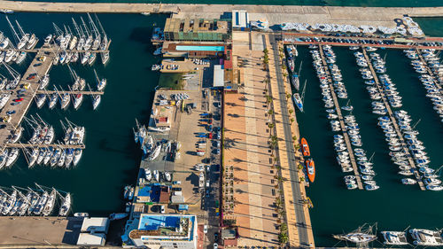 High angle view of buildings in city