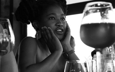 Portrait of a smiling mid adult woman looking away