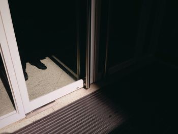 High angle view of open window of house