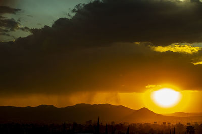 Scenic view of silhouette landscape against sky during sunset