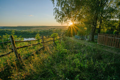 Scenic view of field against sky during sunset