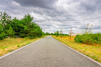 Surface level of road against sky