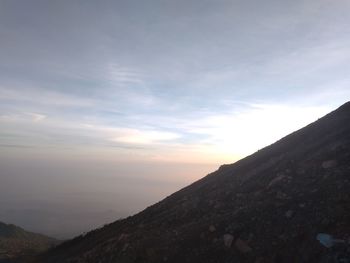 Scenic view of mountains against sky during sunset