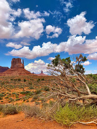 Rock formations on landscape against sky