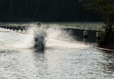 Man swimming in water
