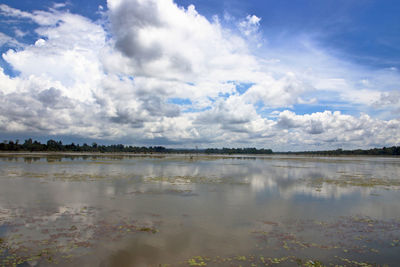 Scenic view of lake against sky