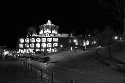 Illuminated building at night