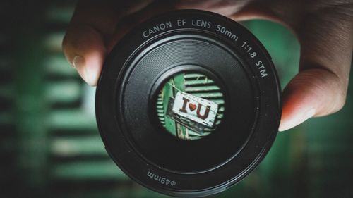 Close-up of hand holding camera