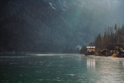 Scenic view of sea against mountain
