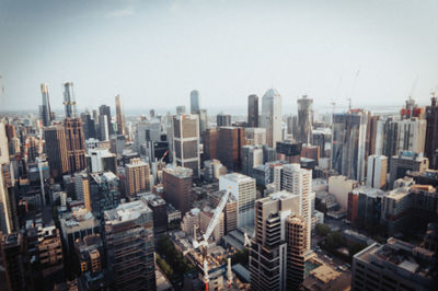 Cityscape against clear sky