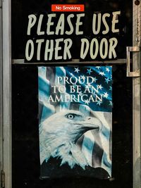 Close-up of information sign