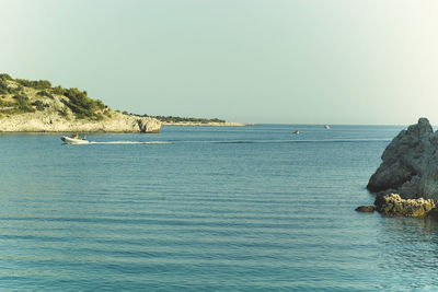 Scenic view of sea against clear sky