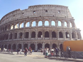 Tourists at historical building