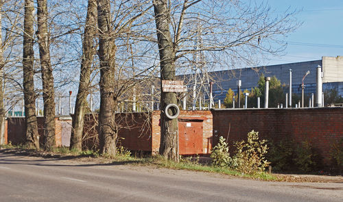 View of buildings along trees