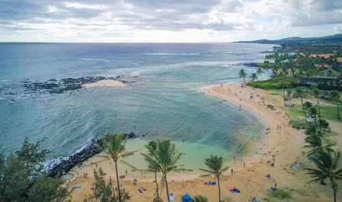 High angle view of beach against sky