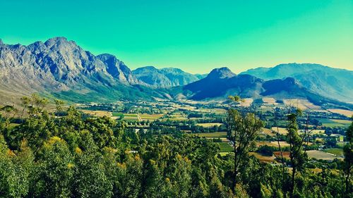 Scenic view of landscape against clear sky