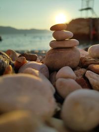 Close-up of stones on beach