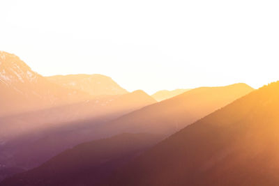 Scenic view of mountains against clear sky