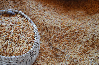 Close-up of wheat in basket