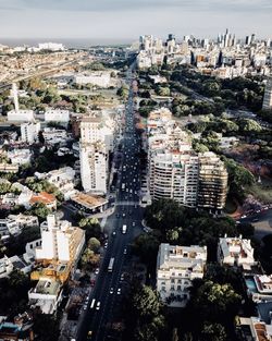 Aerial view of cityscape against sky