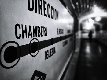 Close-up of information sign