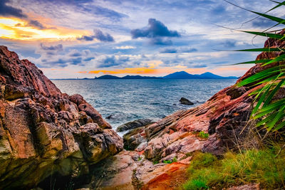 Scenic view of sea against sky during sunset