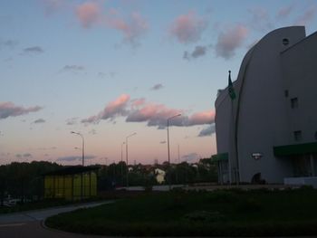 Buildings against sky during sunset