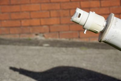 Close-up of vintage car on wall