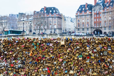 Padlocks on bridge