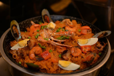 Close-up of food served in plate