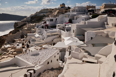 High angle view of buildings in city