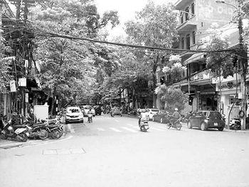 Cars parked on road