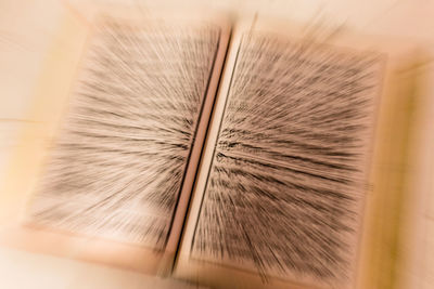 High angle view of book on table