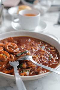 Close-up of food in bowl on table