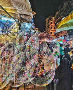 Aerial view of bubbles in city