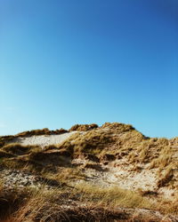 Scenic view of landscape against clear blue sky