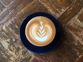 Directly above shot of cappuccino on table