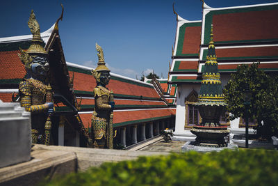 Exterior of temple building against sky