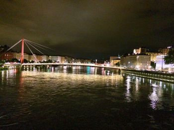 Bridge over river at night