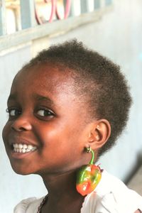 Close-up portrait of smiling boy