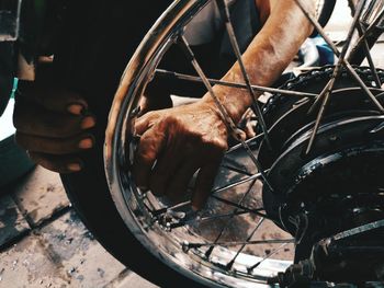 Man working in vehicle