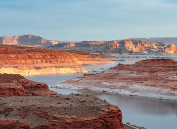 Scenic view of rock formations against sky