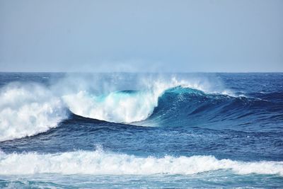 Atlantic ocean waves on fuerteventura canary island in spain