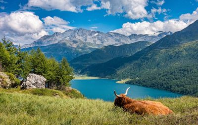 Scenic view of mountains against sky