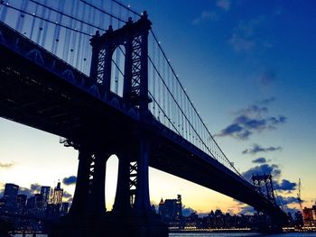 Low angle view of suspension bridge